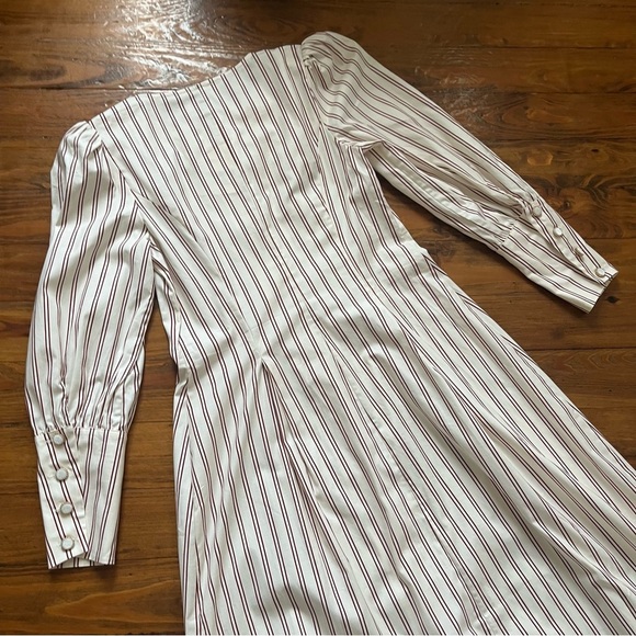 Reformation NEW Long Sleeve Button Front Halia Midi Dress August Stripe size 6 - Picture 7 of 15